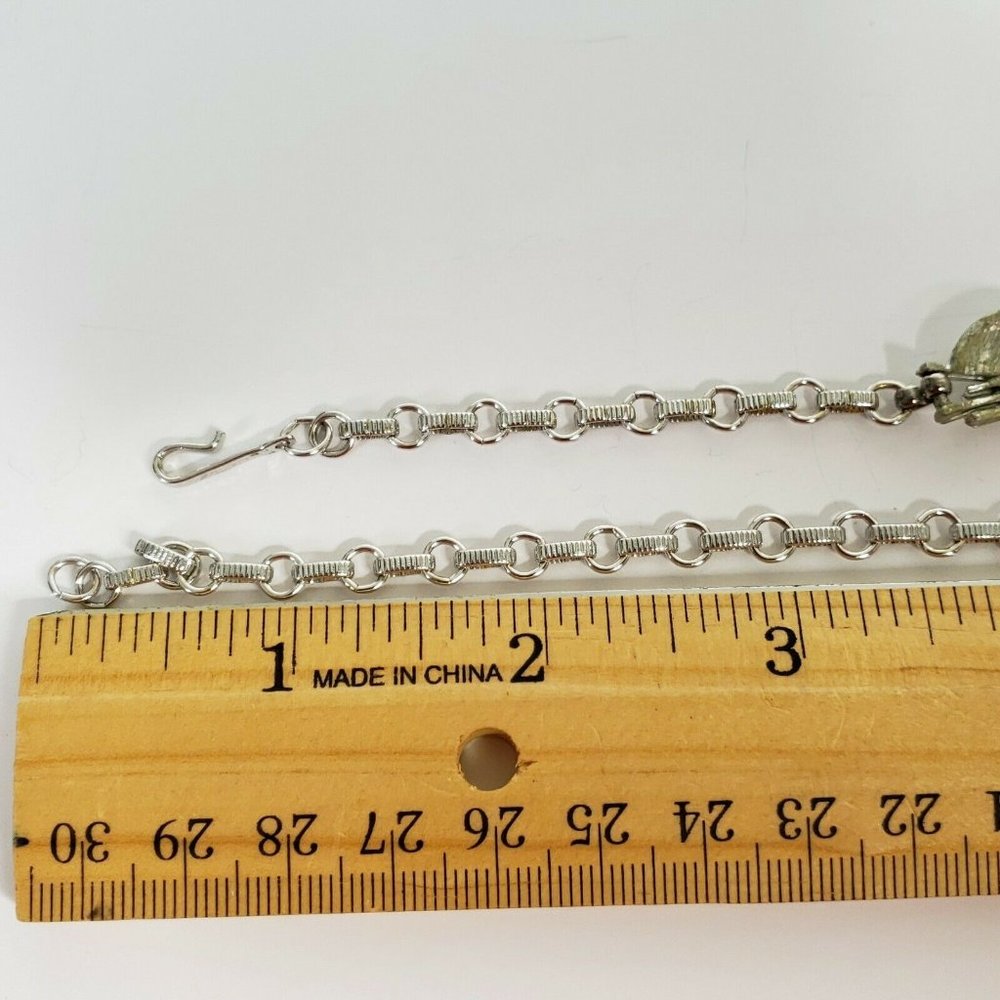 Silver Tone Textured Link Necklace 18" Length - Picture 8 of 8